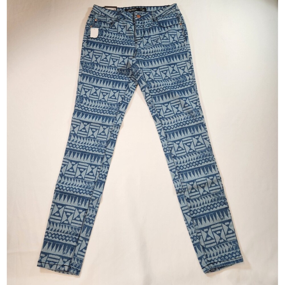 Jay Jays Skinny Jeans Womens Size 10 W30 x L32 Light Dk Blue Geometric Print